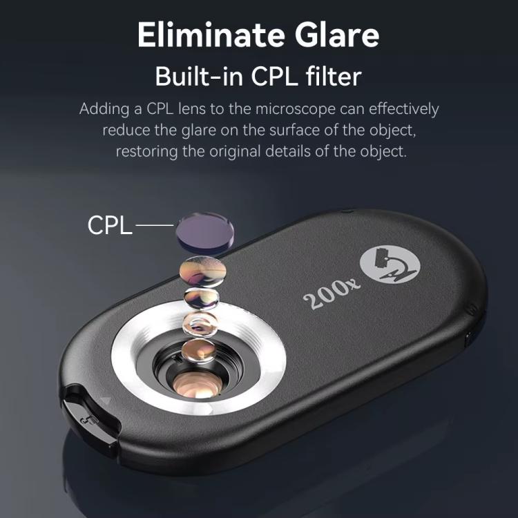 APEXEL APL-MS200 200x Portable Microscope Cell Phone Lens With LED/ UV Lights Built-in CPL Filter