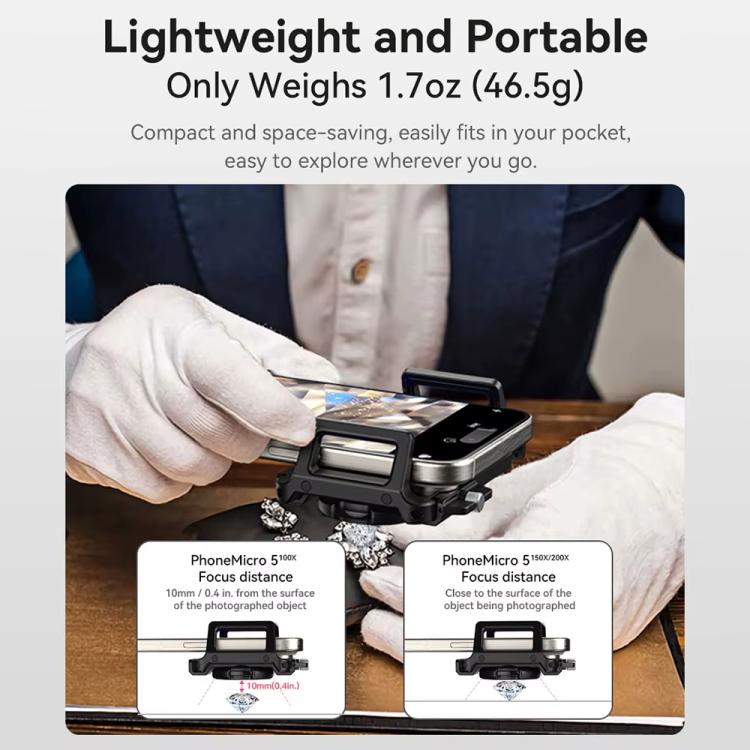 APEXEL APL-MS3IN1 100/150/200X Portable Microscope Cell Phone Lens With LED/ UV Lights Built-in CPL Filter