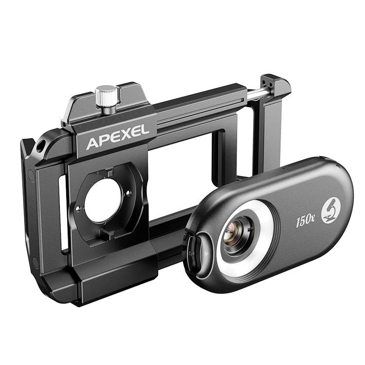 APEXEL APL-MS150 150X Portable Microscope Cell Phone Lens With LED/ UV Lights Built-in CPL Filter