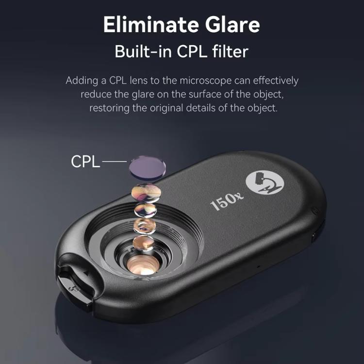APEXEL APL-MS150 150X Portable Microscope Cell Phone Lens With LED/ UV Lights Built-in CPL Filter