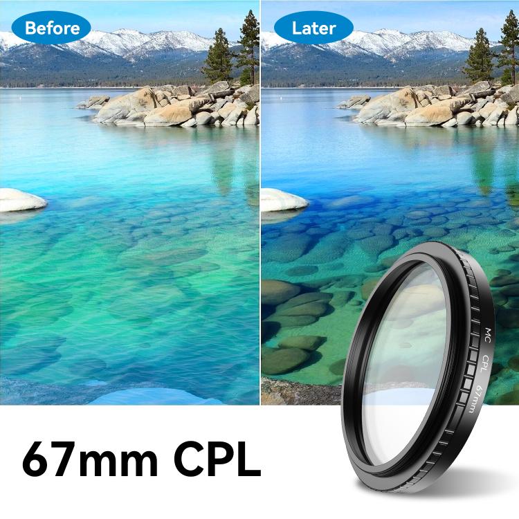 APEXEL APL-67CPL 67mm Cell Phone Photo Filter Adjustable Light Reducing Lens