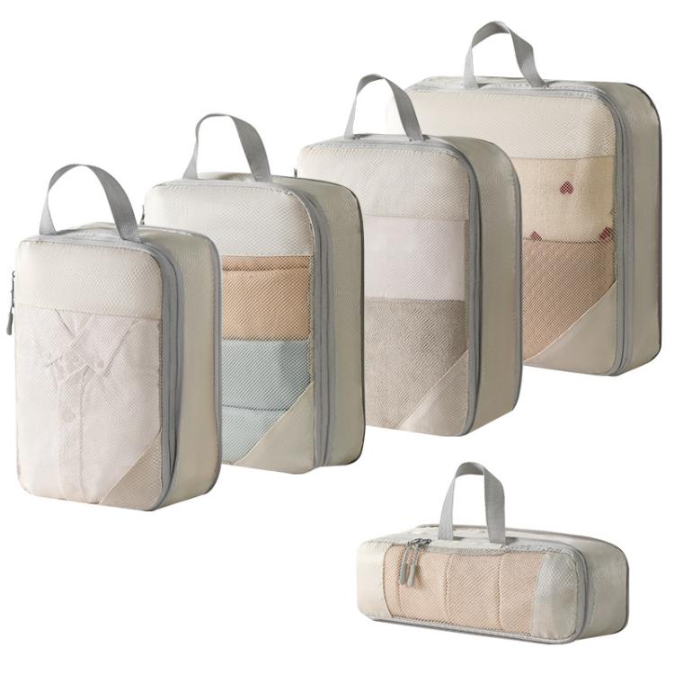 5 In 1 Mesh Compressed Travel Organizer Bag Luggage Clothes Shoes Toiletries Storage Bag