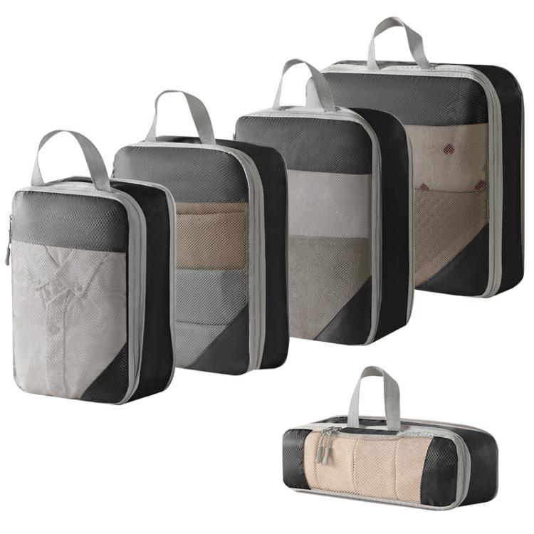 5 In 1 Mesh Compressed Travel Organizer Bag Luggage Clothes Shoes Toiletries Storage Bag