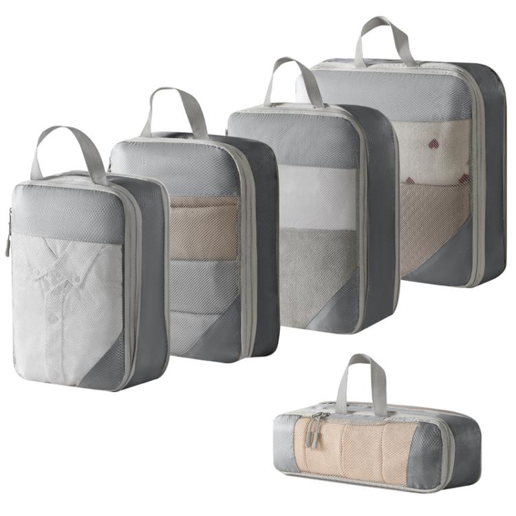 5 In 1 Mesh Compressed Travel Organizer Bag Luggage Clothes Shoes Toiletries Storage Bag