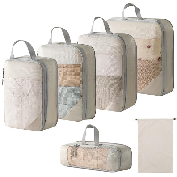 6 In 1 Mesh Compressed Travel Organizer Bag Luggage Clothes Shoes Toiletries Storage Bag