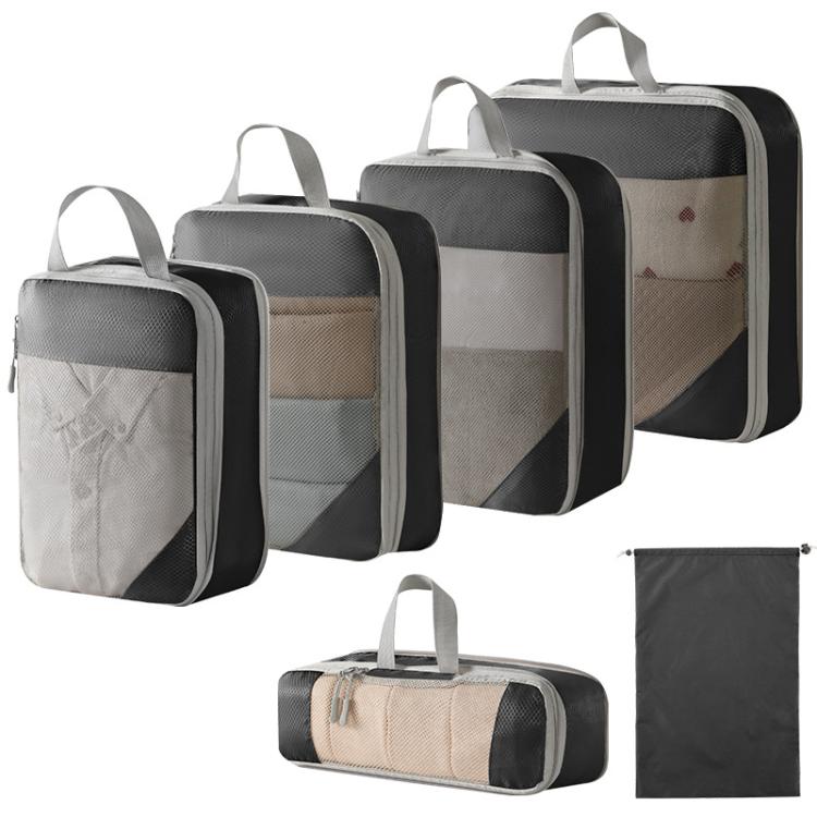 6 In 1 Mesh Compressed Travel Organizer Bag Luggage Clothes Shoes Toiletries Storage Bag