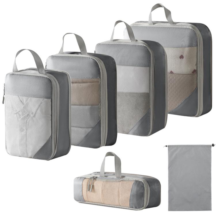 6 In 1 Mesh Compressed Travel Organizer Bag Luggage Clothes Shoes Toiletries Storage Bag
