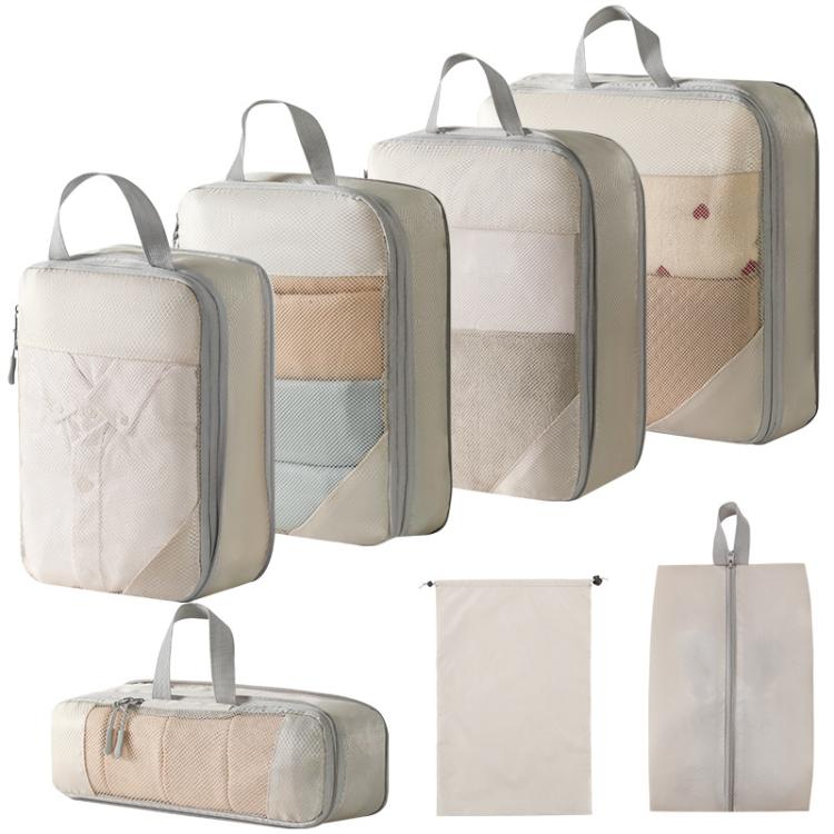 7 In 1 Mesh Compressed Travel Organizer Bag Luggage Clothes Shoes Toiletries Storage Bag