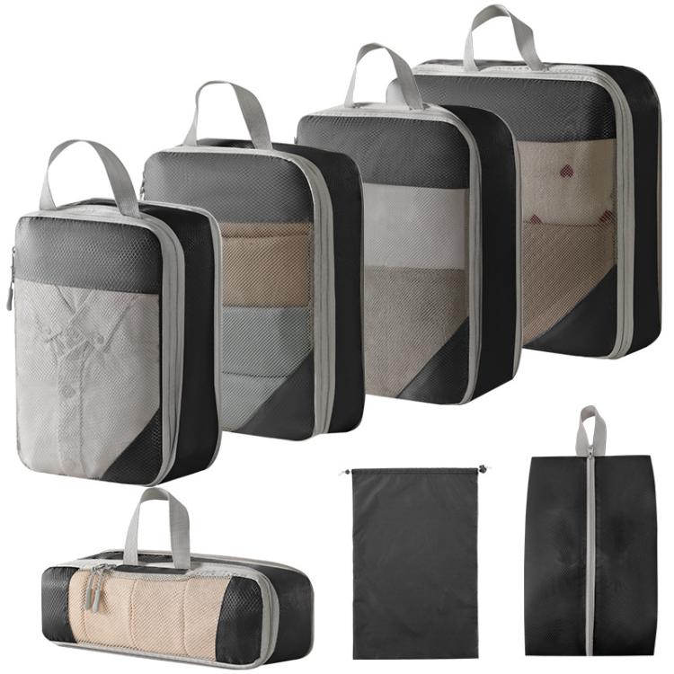 7 In 1 Mesh Compressed Travel Organizer Bag Luggage Clothes Shoes Toiletries Storage Bag