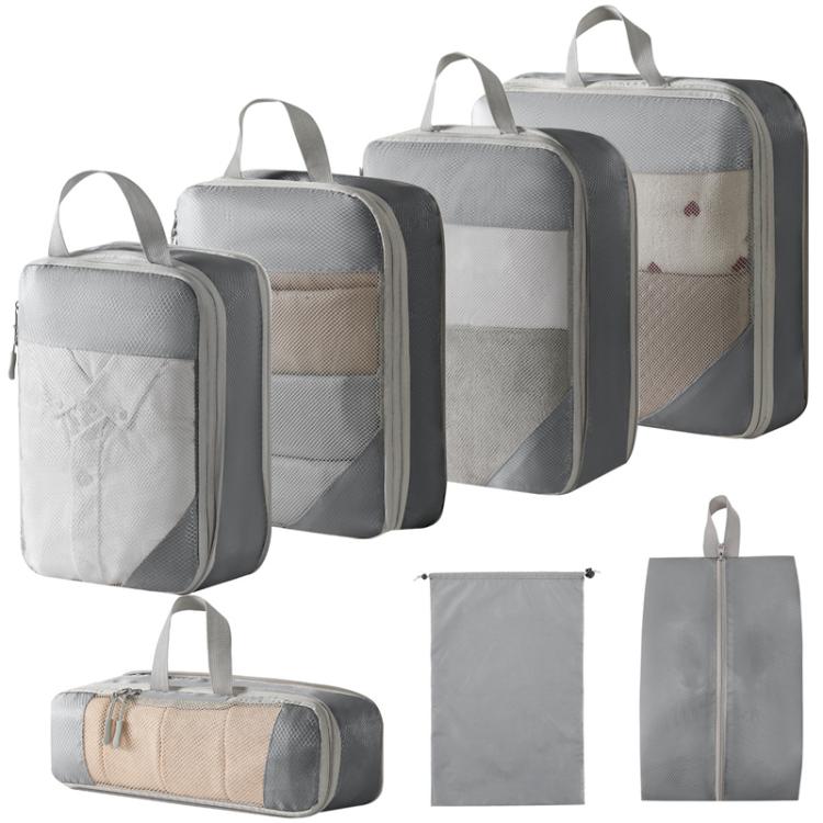 7 In 1 Mesh Compressed Travel Organizer Bag Luggage Clothes Shoes Toiletries Storage Bag