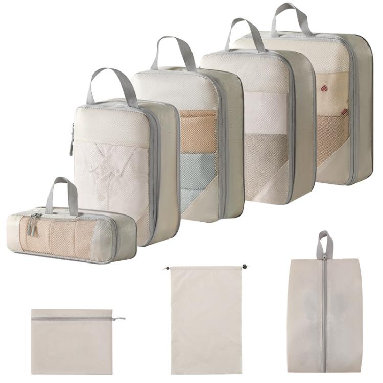 8 In 1 Mesh Compressed Travel Organizer Bag Luggage Clothes Shoes Toiletries Storage Bag