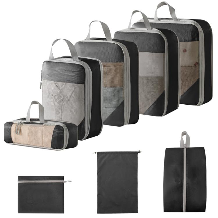 8 In 1 Mesh Compressed Travel Organizer Bag Luggage Clothes Shoes Toiletries Storage Bag