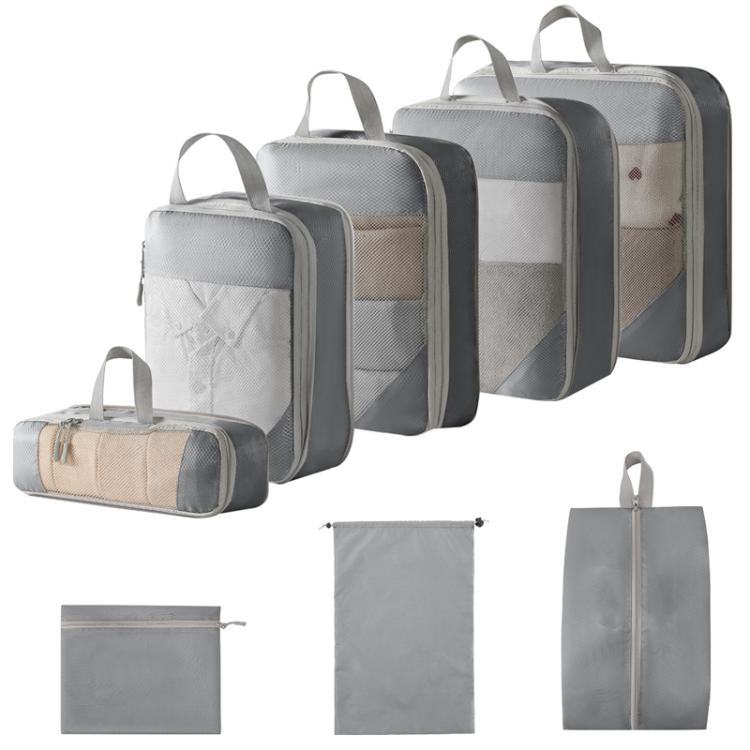 8 In 1 Mesh Compressed Travel Organizer Bag Luggage Clothes Shoes Toiletries Storage Bag