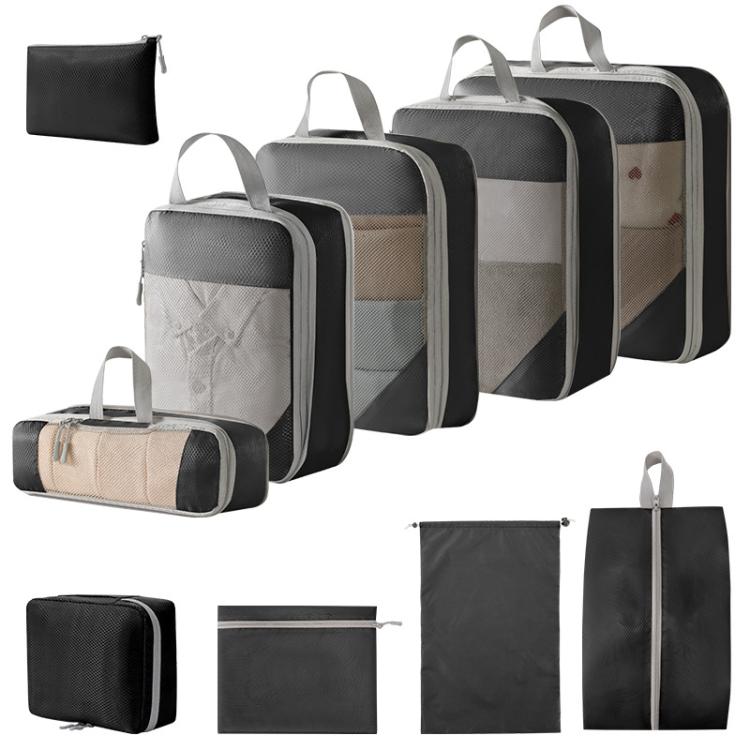 10 In 1 Mesh Compressed Travel Organizer Bag Luggage Clothes Shoes Toiletries Storage Bag