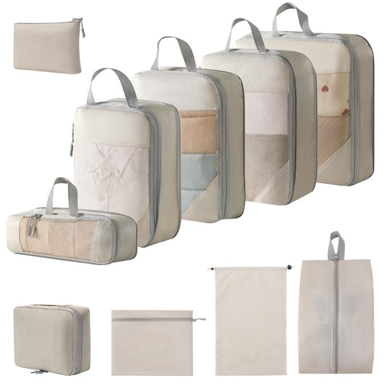 10 In 1 Mesh Compressed Travel Organizer Bag Luggage Clothes Shoes Toiletries Storage Bag