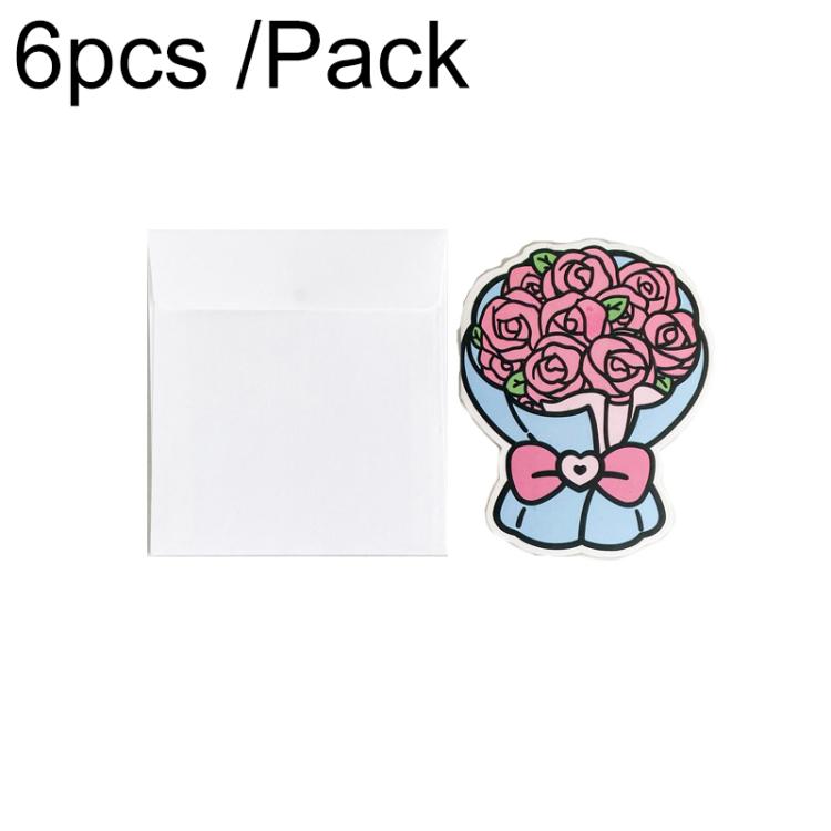 6pcs /Pack Three-dimensional Bouquet Foldable Greeting Card with Envelope