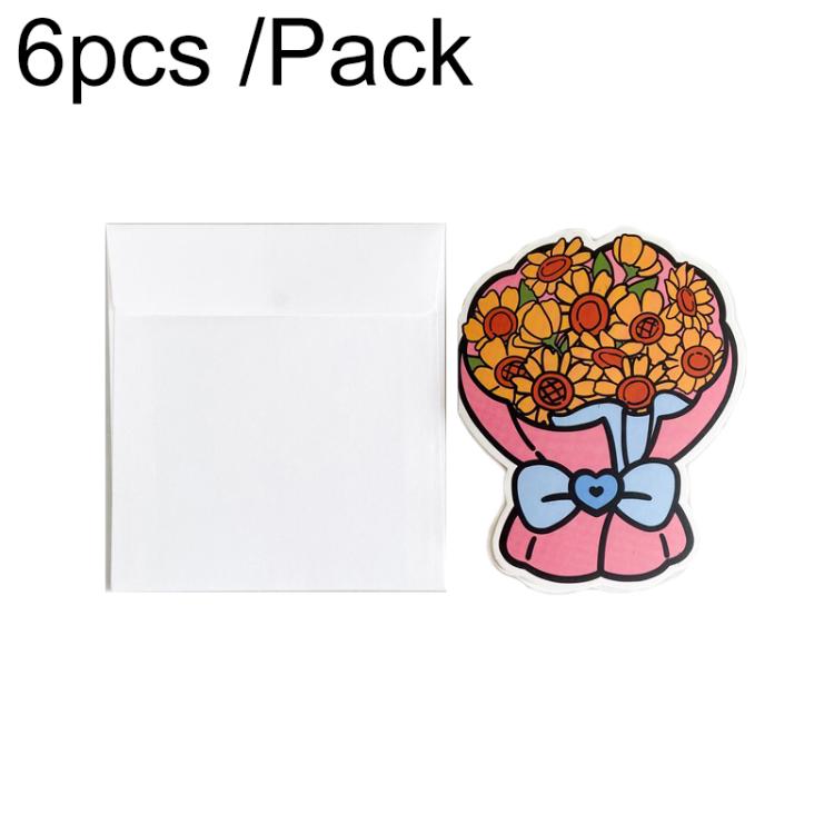 6pcs /Pack Three-dimensional Bouquet Foldable Greeting Card with Envelope