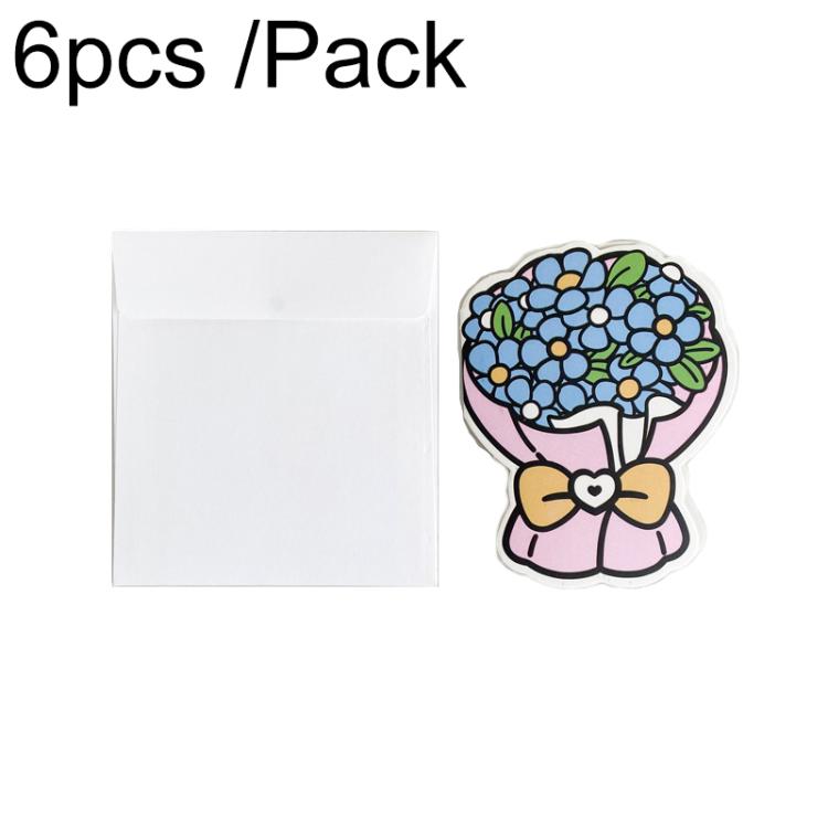 6pcs /Pack Three-dimensional Bouquet Foldable Greeting Card with Envelope