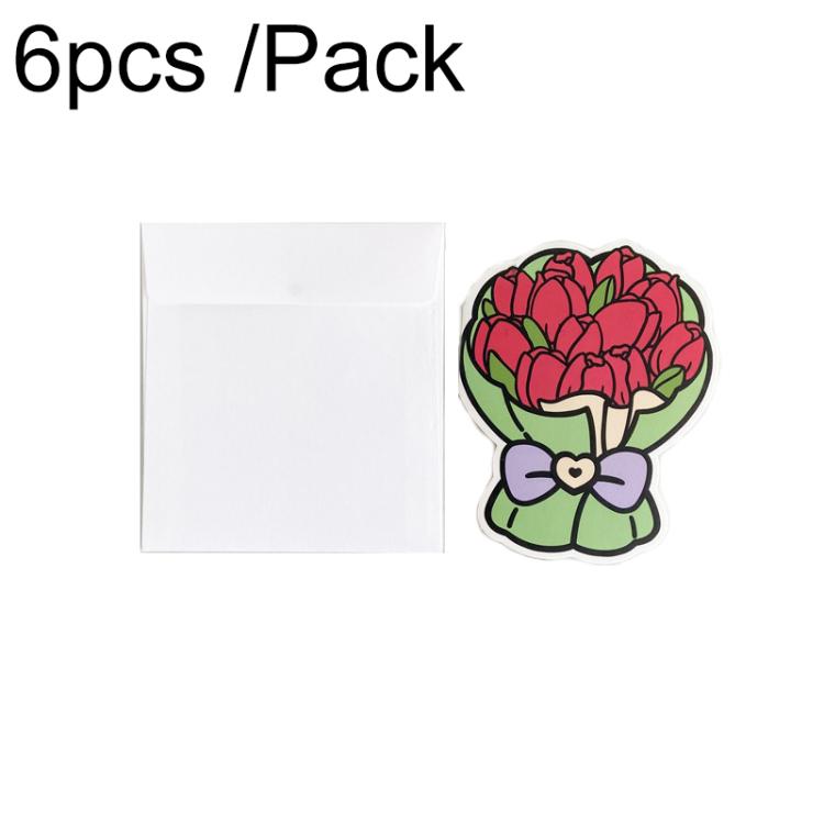 6pcs /Pack Three-dimensional Bouquet Foldable Greeting Card with Envelope