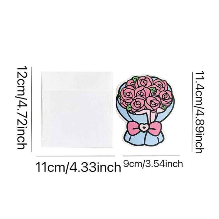 6pcs /Pack Three-dimensional Bouquet Foldable Greeting Card with Envelope