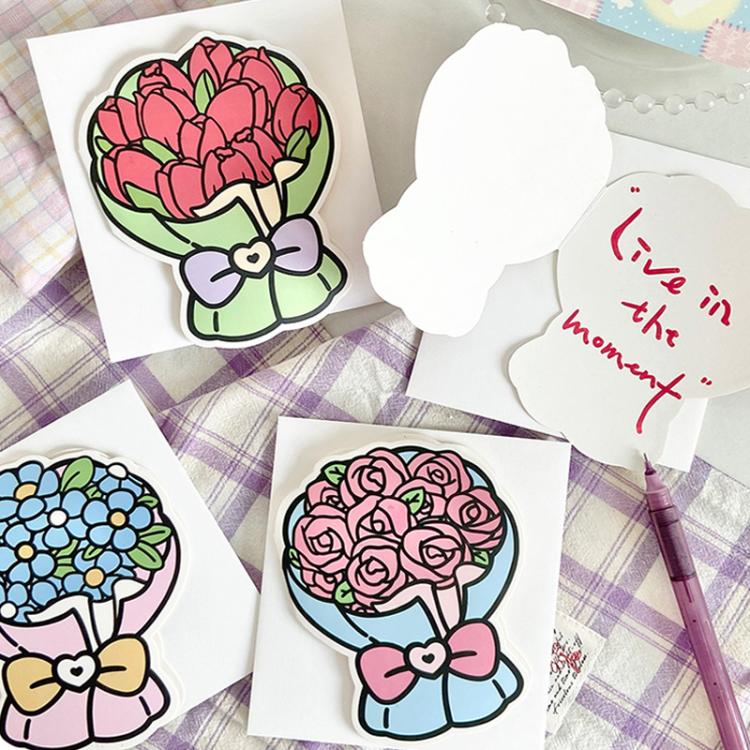 6pcs /Pack Three-dimensional Bouquet Foldable Greeting Card with Envelope
