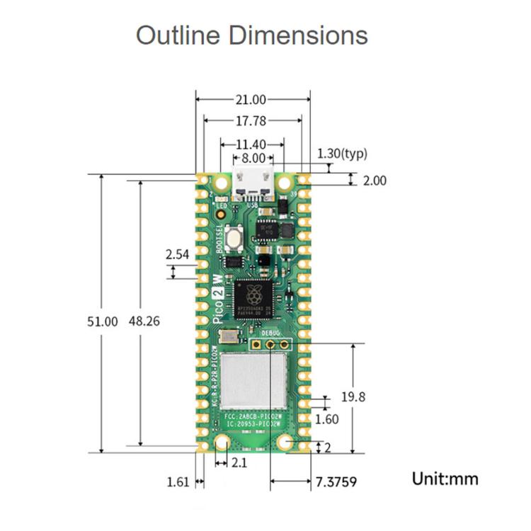 Waveshare For Raspberry Pi Pico / Pico 2 W Microcontroller Development Board - Official Original Version