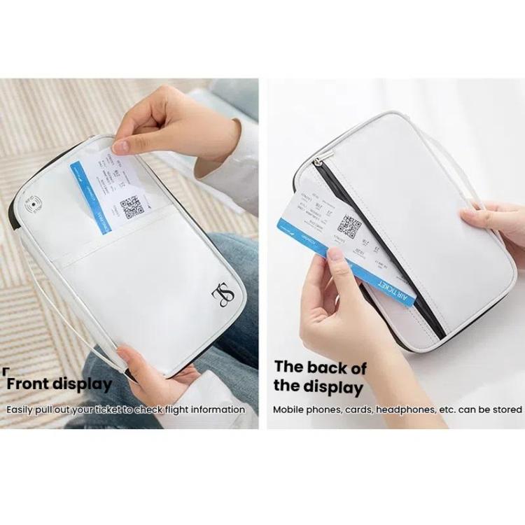 TRAVEL SEASON RFID Anti-theft Passport Clip ID Bag Waterproof Protective Case Travel Organizer Bag, Color: Large White