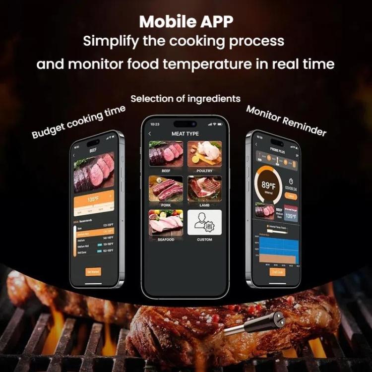 Smart Wireless Bluetooth BBQ Grill Thermometer Home Use Kitchen Food Oven Thermometer - -10-105 Degrees Celsius