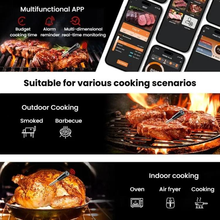Smart Wireless Bluetooth BBQ Grill Thermometer Home Use Kitchen Food Oven Thermometer - -10-105 Degrees Celsius