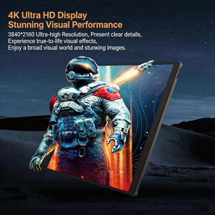15.6 Inch 4K Portable Monitor Touchscreen UHD 3840x2160 External Screen With Full Lamination, USB-C HDMI Travel Monitor
