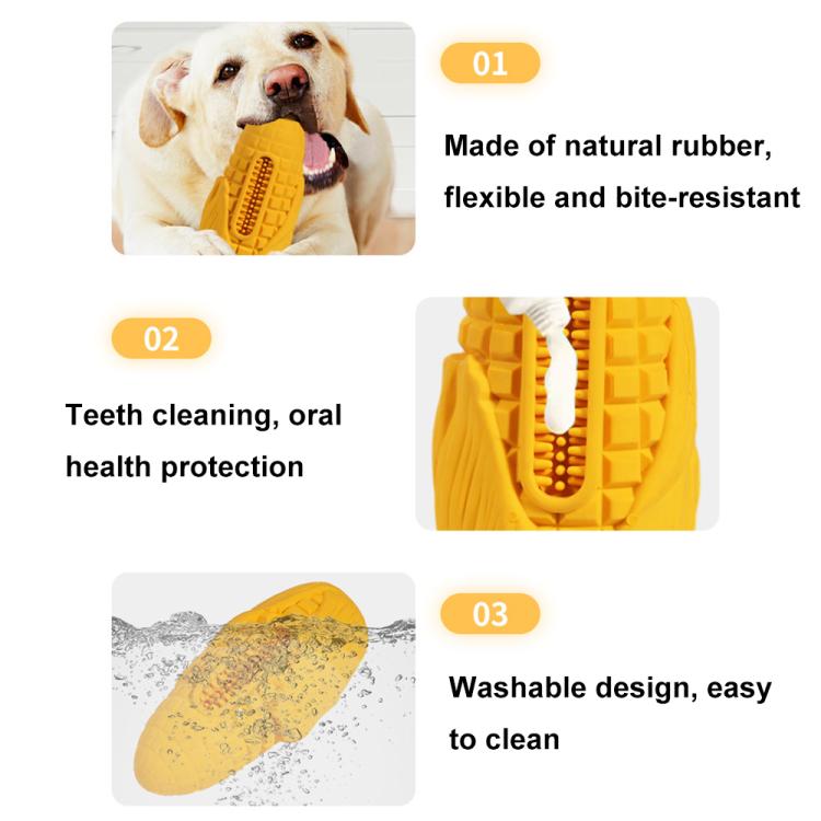 Corn Shaped Bacon Scented Pet Chewable Teething Stick Dog Sounding Toy