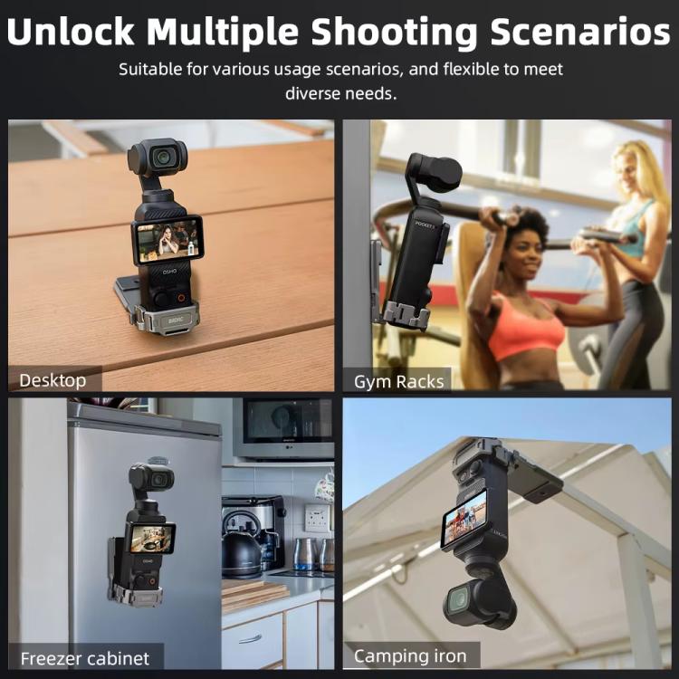 For DJI OSMO Pocket 3 BRDRC PO3005 Multi-functional Magnetic Base Expansion Back Clip Holder Adapter Bezel Accessory - Tarnish