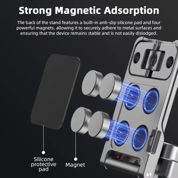 For DJI OSMO Pocket 3 BRDRC PO3005 Multi-functional Magnetic Base Expansion Back Clip Holder Adapter Bezel Accessory - Tarnish