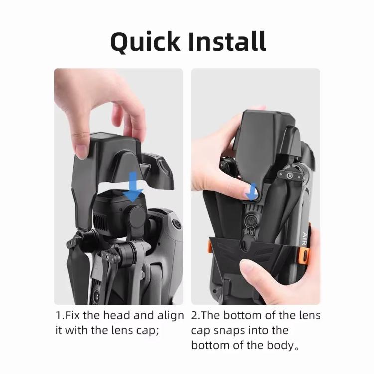 For DJI Air 3S BRDRC Lens Protective Cover Dustproof Anti-Knock Fixed Clip Gimbal Protector - Frosted Black