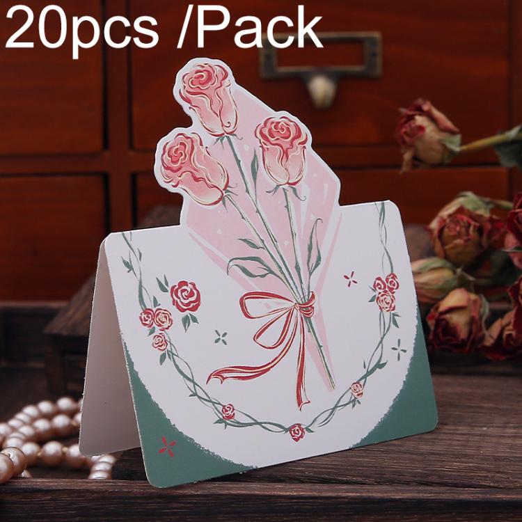 20pcs /Pack Three-Dimensional Rose Valentine Day Greeting Card Mother Day Message Card
