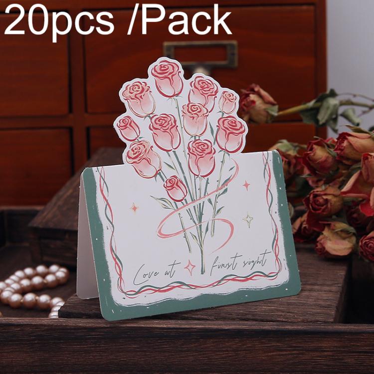 20pcs /Pack Three-Dimensional Rose Valentine Day Greeting Card Mother Day Message Card