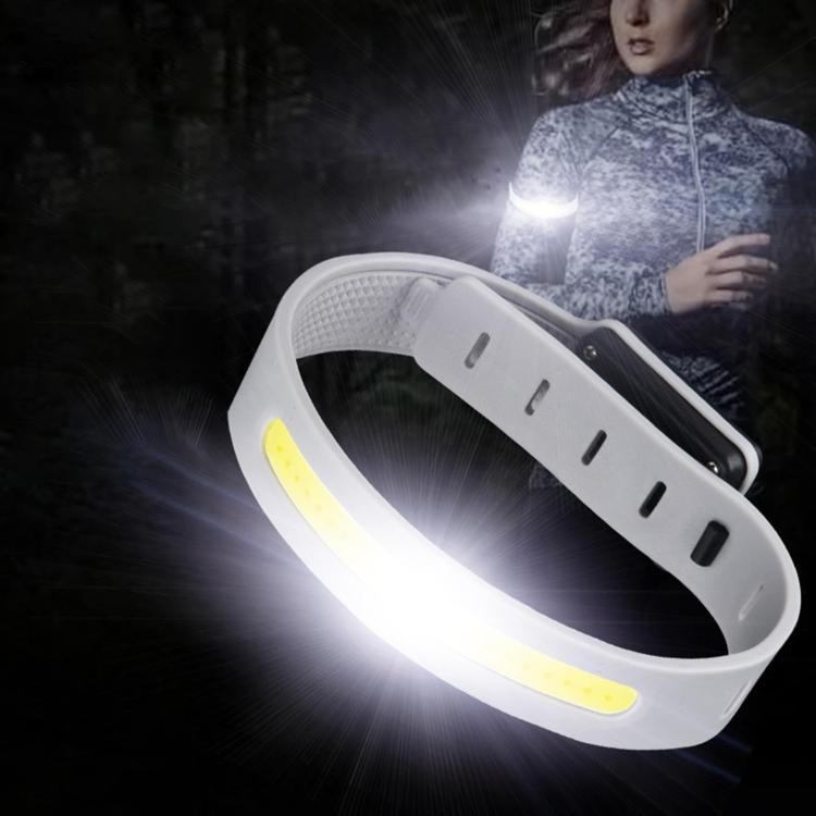 Rechargeable COB Armband Light Night Running Safety Warning Arm Leg Wristband Light - Gray