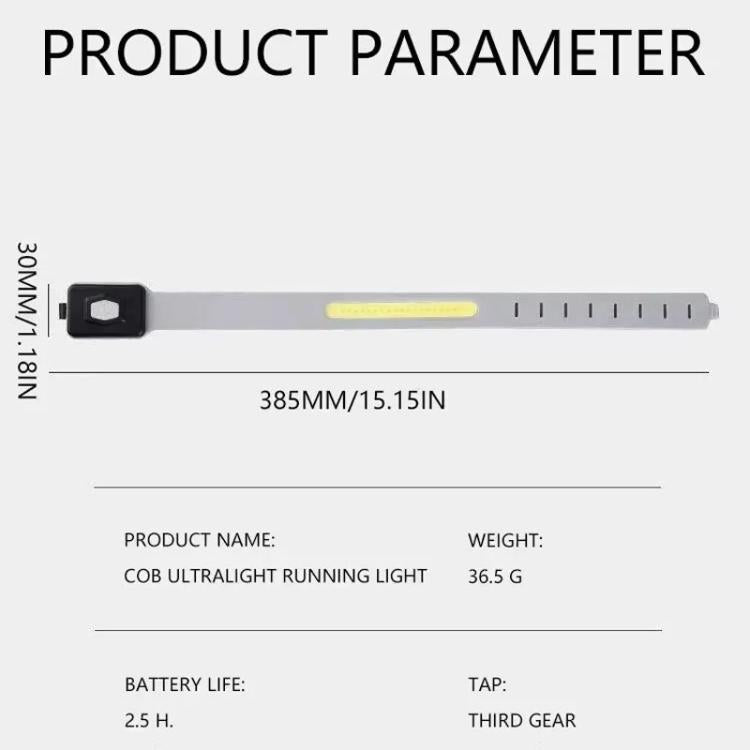 Rechargeable COB Armband Light Night Running Safety Warning Arm Leg Wristband Light - Gray