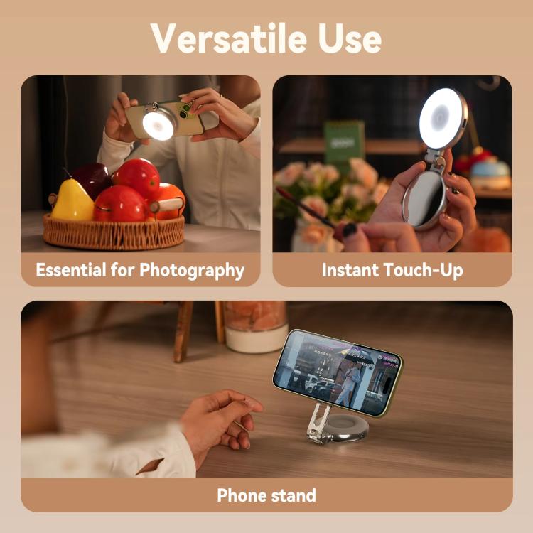 TELESIN S5-BGD-01 Mini Phone Magnetic Beauty Replacement Light Tri-Color Temperature Portable Selfie Mirror Rotating Stretching Pocket Lamp  - Black