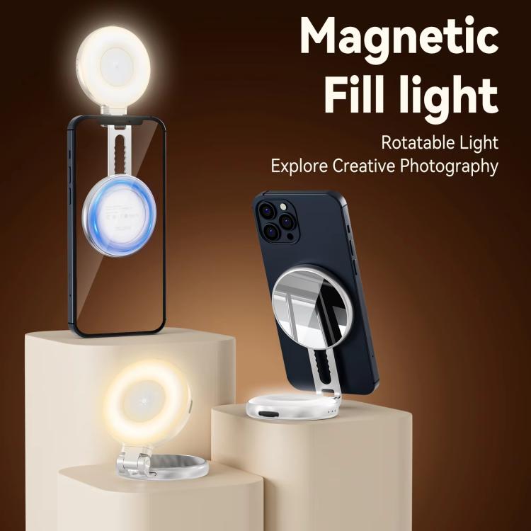 TELESIN S5-BGD-01 Mini Phone Magnetic Beauty Replacement Light Tri-Color Temperature Portable Selfie Mirror Rotating Stretching Pocket Lamp  - Black