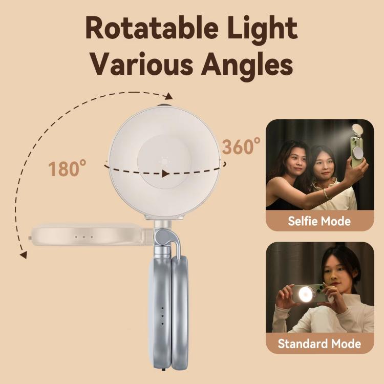 TELESIN S5-BGD-01 Mini Phone Magnetic Beauty Replacement Light Tri-Color Temperature Portable Selfie Mirror Rotating Stretching Pocket Lamp  - Black