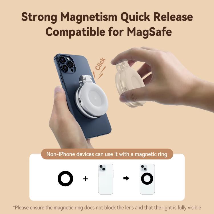 TELESIN S5-BGD-01 Mini Phone Magnetic Beauty Replacement Light Tri-Color Temperature Portable Selfie Mirror Rotating Stretching Pocket Lamp  - Black