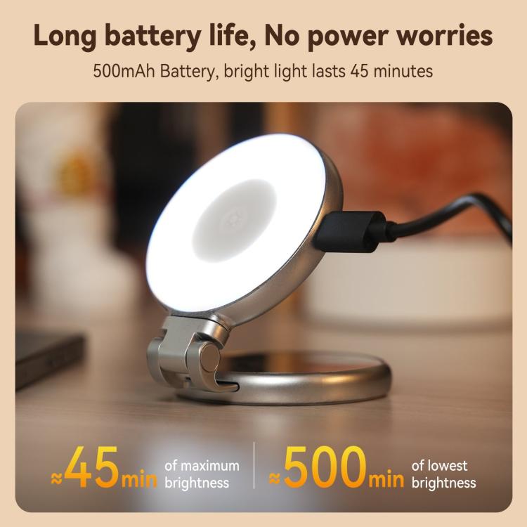 TELESIN S5-BGD-01 Mini Phone Magnetic Beauty Replacement Light Tri-Color Temperature Portable Selfie Mirror Rotating Stretching Pocket Lamp  - Black