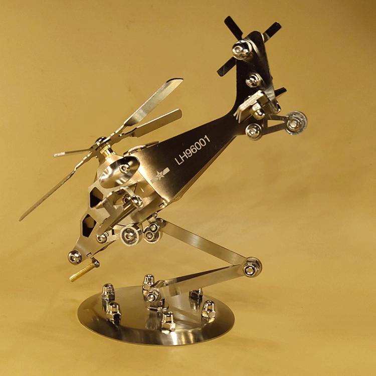 Stainless Steel Crafts Helicopter Model Office Car Decorations