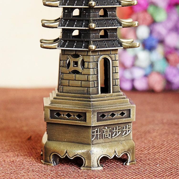 13cm 9 Floors Electroplated Metal Crafts Wenchang Tower Model Decoration