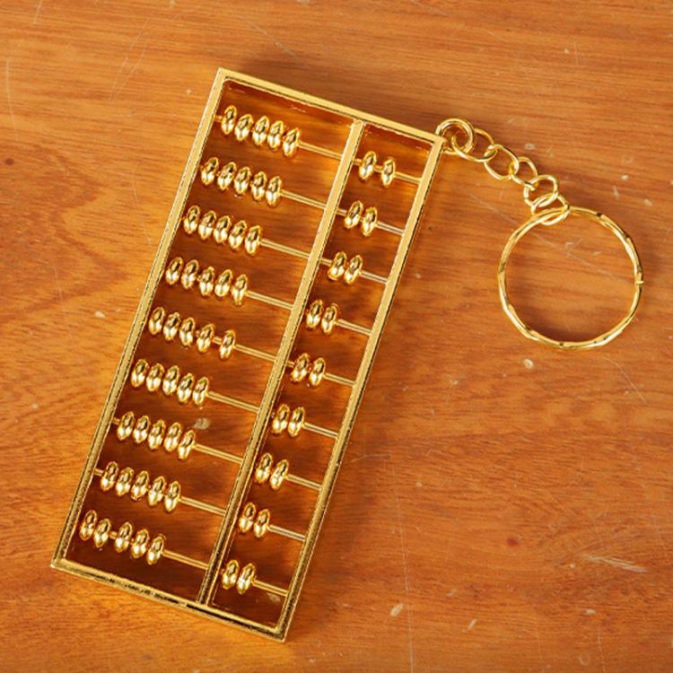 9cm with Keychain Zinc Alloy Gold Plated Daily Charm Abacus Keychain