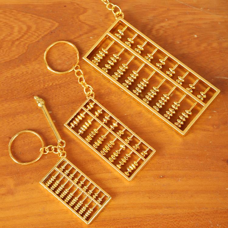 4cm With Pen Zinc Alloy Gold Plated Daily Charm Abacus Keychain