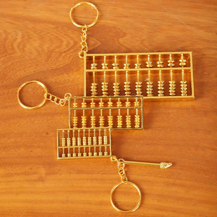 4cm With Pen Zinc Alloy Gold Plated Daily Charm Abacus Keychain