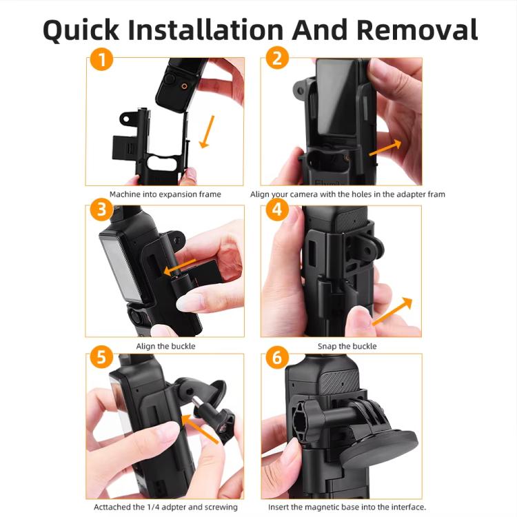 6pcs /Set For DJI Osmo Pocket 3 Flymile Magnetic Bracket Fixed Base Back Clip Adapter Bezel Accessories