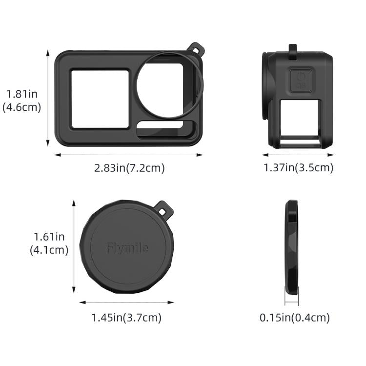 For DJI Osmo Action 3 / 4 / 5 Pro Flymile Silicone Cover Sport Camera Lens Drop Cases